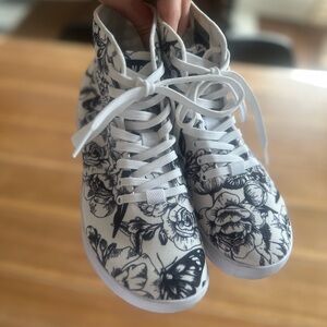 NOBULL Black and White Floral High-Top Sneakers
